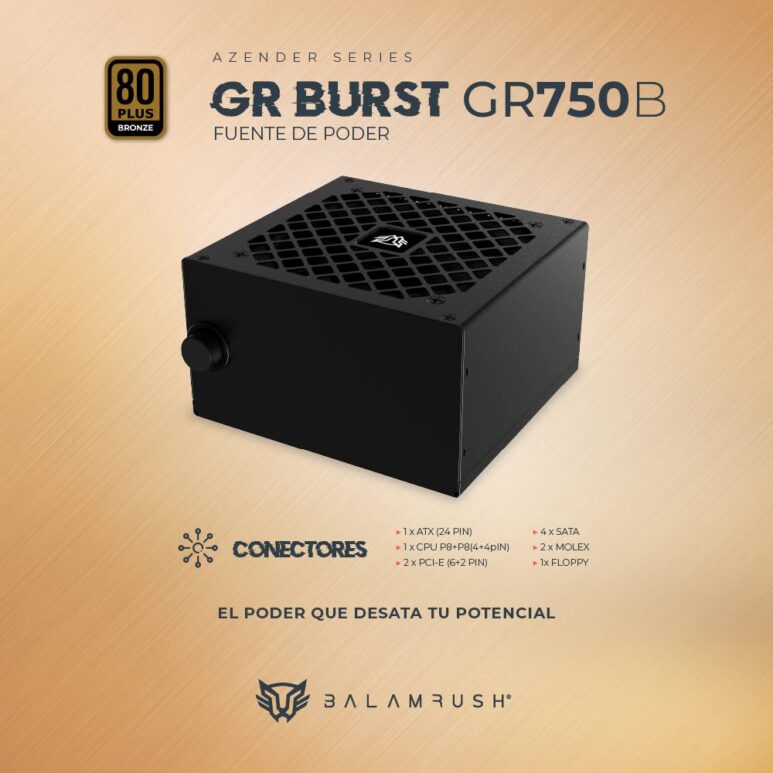 Fuente de Poder 750W 80 Plus Bronce BALAM RUSH GR BURST GR750B LEGEND SERIES