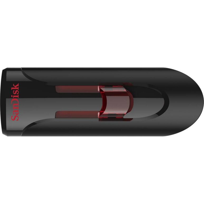 Memoria USB SanDisk Cruzer Glide, 64GB, USB 3.0, Negro/Rojo