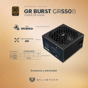 Fuente de Poder 550W 80 Plus Bronce BALAM RUSH GR BURST GR550B LEGEND SERIES.