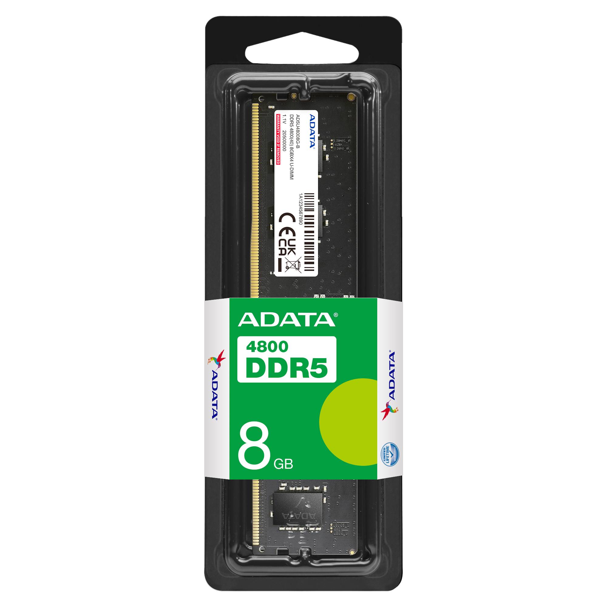 Memoria RAM ADATA AD5U48008G-S , 8 GB, DDR5, 4800MHz, UDIMM