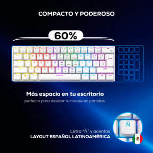 Teclado Mecánico Gamer 60% inalámbrico- Mubitech F25 Blanco - Imagen 4