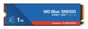 SSD SanDisk WD Blue SN5100 NVMe, 1TB, M.2, 3000 MB/s Escritura, 4150 MB/s Lectura, PCI Express 4.0