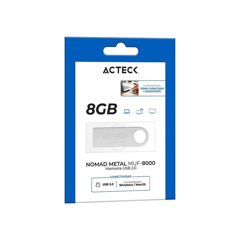 Memoria USB Nomad Metal MUF-8000 ACTECK Memoria USB 8GB, 2.0, Velocidad de Lectura 25 MB/s, Velocidad de Escritura 5MB/s