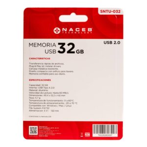 MEMORIA NACEB CAPACIDAD 32 GB USB INTERFAZ USB A 2.1