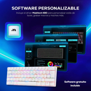 Teclado Mecánico Gamer 60% inalámbrico- Mubitech F25 Blanco - Imagen 6