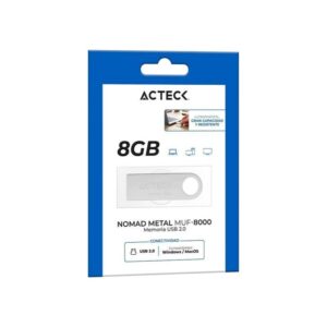 Memoria USB Nomad Metal MUF-8000 ACTECK Memoria USB 8GB, 2.0, Velocidad de Lectura 25 MB/s, Velocidad de Escritura 5MB/s