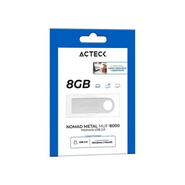 Memoria USB Nomad Metal MUF-8000 ACTECK Memoria USB 8GB, 2.0, Velocidad de Lectura 25 MB/s, Velocidad de Escritura 5MB/s