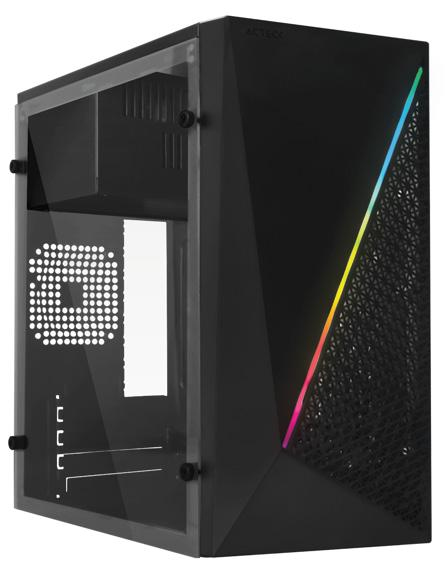 Gabinete ACTECK KIOTO GC460 RGB ESSENTIAL, Gabinete, Micro-ATX, Mini-ITX, Negro, 500 W