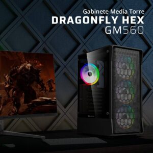 Gabinete Gamer Media Torre ATX DRAGONFLY HEX GM560 Factor: ATX, Micro Atx - Mini ITX