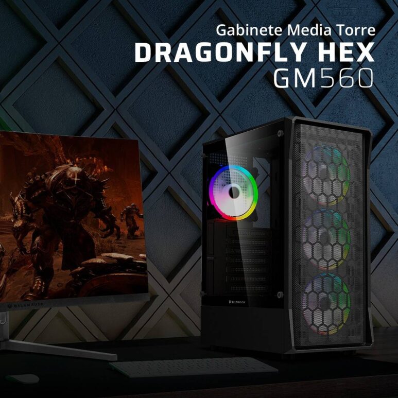 Gabinete Gamer Media Torre ATX DRAGONFLY HEX GM560 Factor: ATX, Micro Atx - Mini ITX