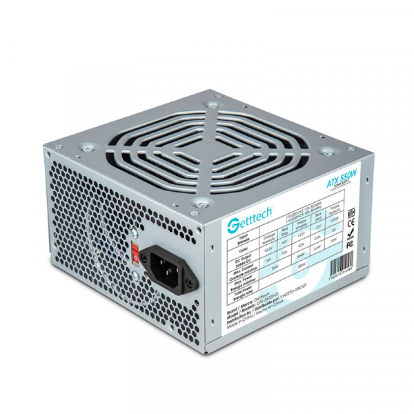GETTTECH FUENTE DE PODER 550W, ATX, VENTILADOR DE 120MM, EPS 12V, MTBF 100,000 HORAS MOD. GFS-55020-01 GETTTECH FUENTE DE PODER 550W, ATX, VENTILADOR DE 120MM, EPS 12V, MTBF 100,000 HORAS MOD. GFS-55020-01