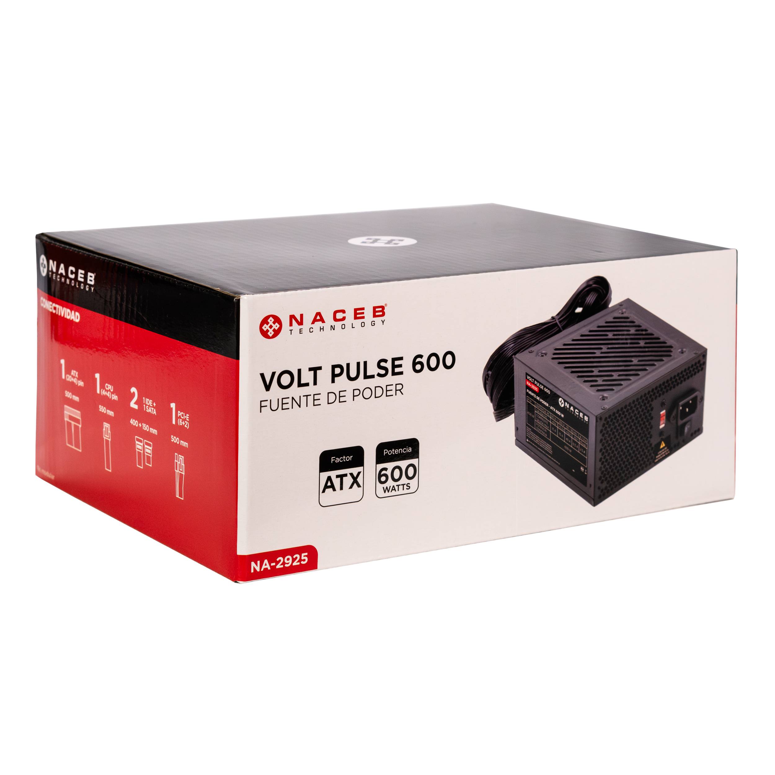 Fuente de poder Naceb Technology NA-2925, 600 W, Negro, 12 cm, ATX