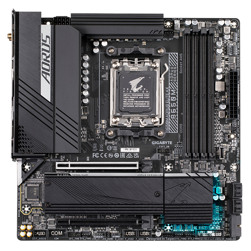 Motherboard GIGABYTE B650M AORUS ELITE AX Procesador AMD Socket AM5, support for: AMD Ryzen