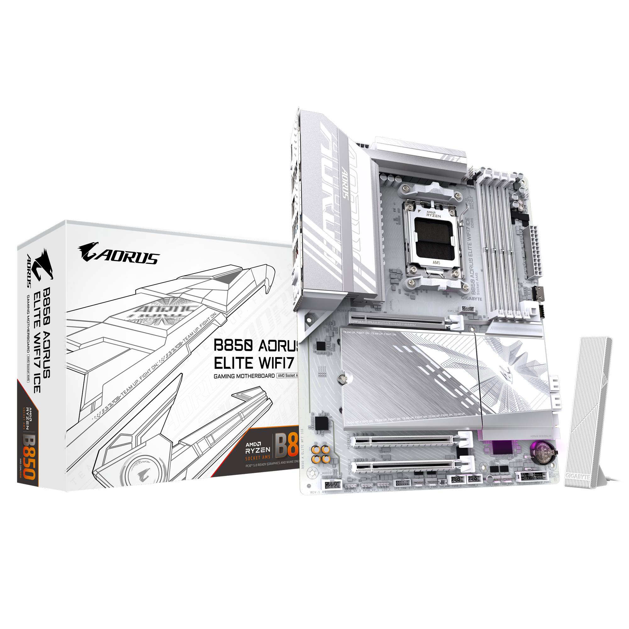 TARJETA MADRE GIGABYTE ATX B850 A ELITE WF7 ICE, DDR5, AM5, 256 GB, PARA AMD