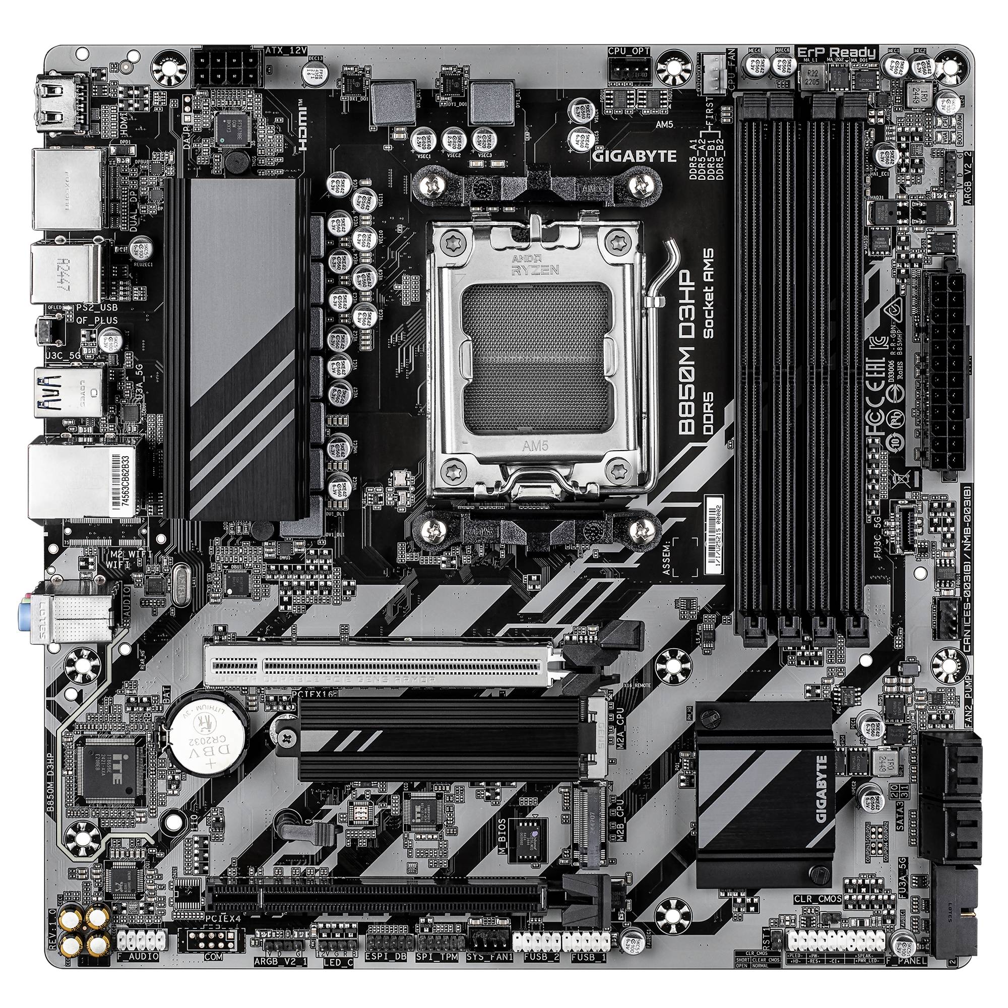 TARJETA MADRE GIGABYTE MICRO ATX B850M D3HP, DDR5, AM5, 256 GB, PARA AMD