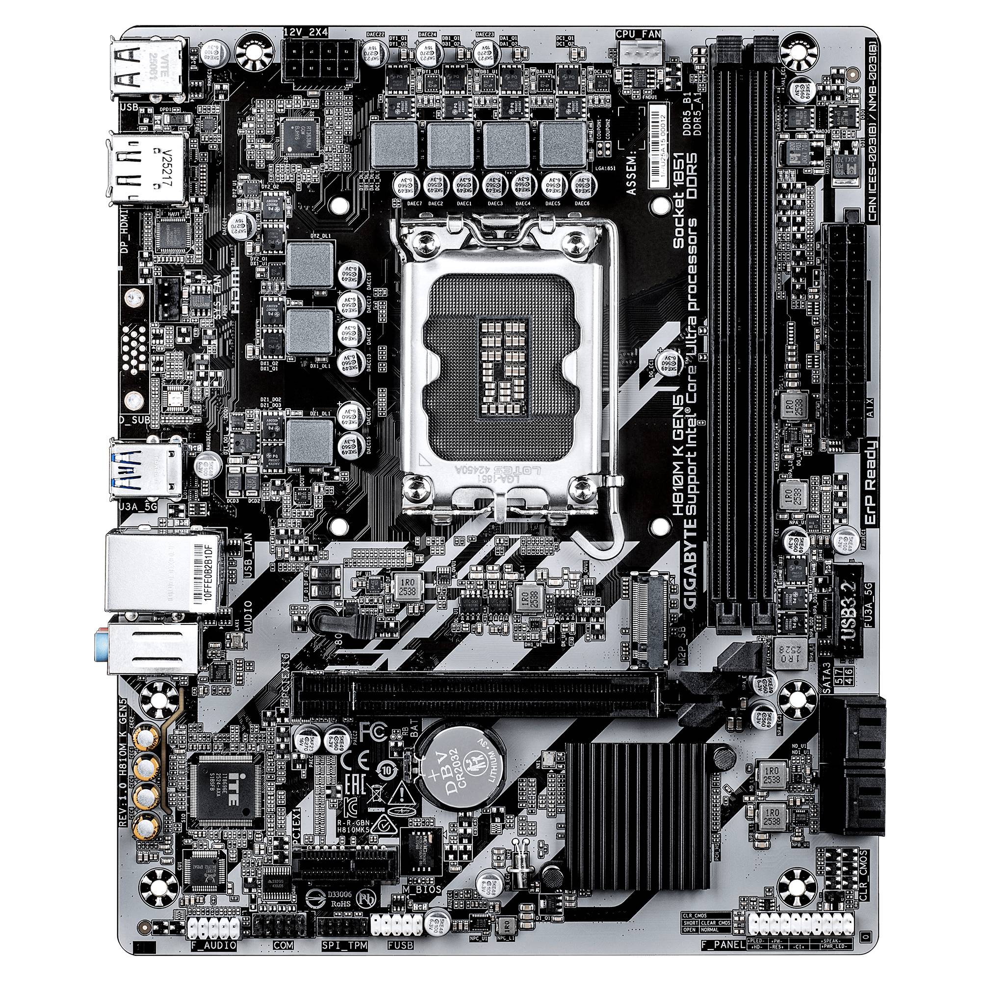 TARJETA MADRE GIGABYTE ATX H810M K GEN5, DDR5, S-1851, 128 GB, PARA INTEL